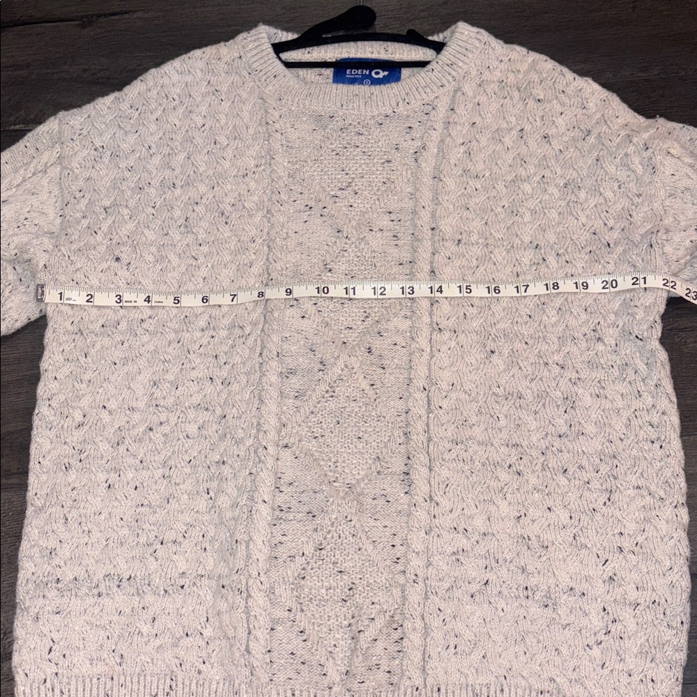 Aelfric Eden 90s Oversized Cable Knit Crewneck Sweater Beige Size S Unisex - Picture 5 of 10